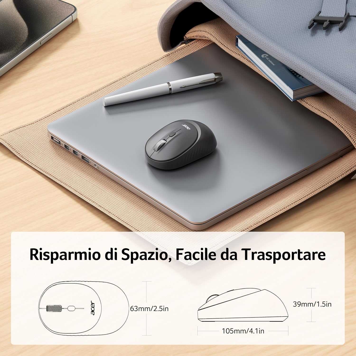 Acer Mouse Bluetooth Wireless Silenzioso 1600 DPI - immagine 7