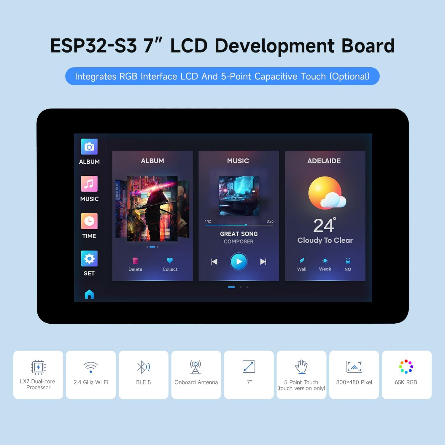 Waveshare ESP32-S3 Display 7 pollici 800x480 - immagine 3
