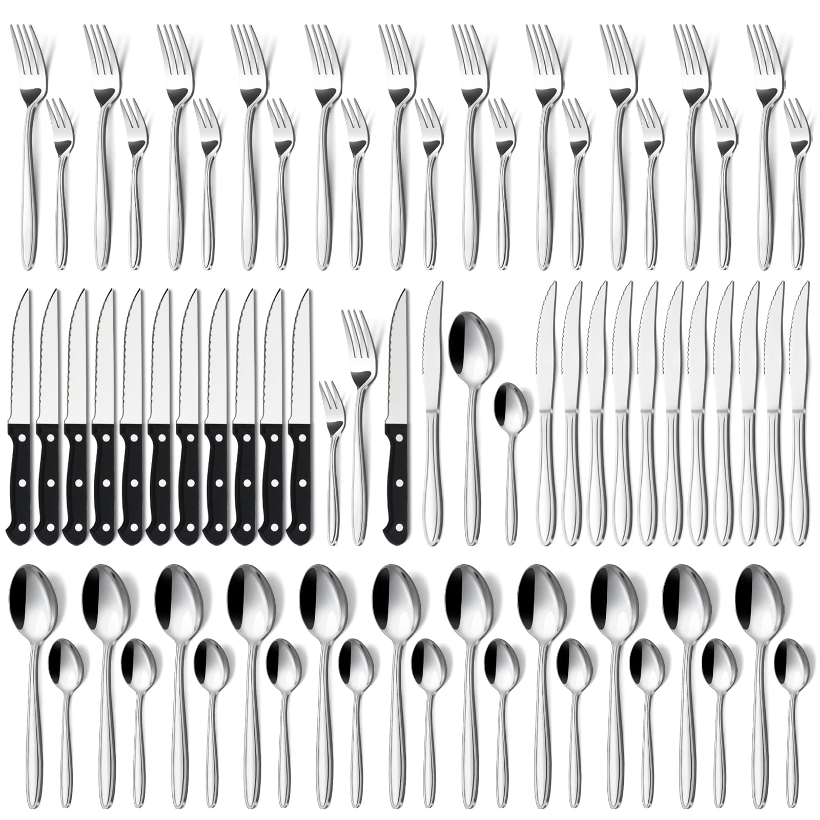 Hunnycook Set Posate 12 Persone, 72 Pezzi