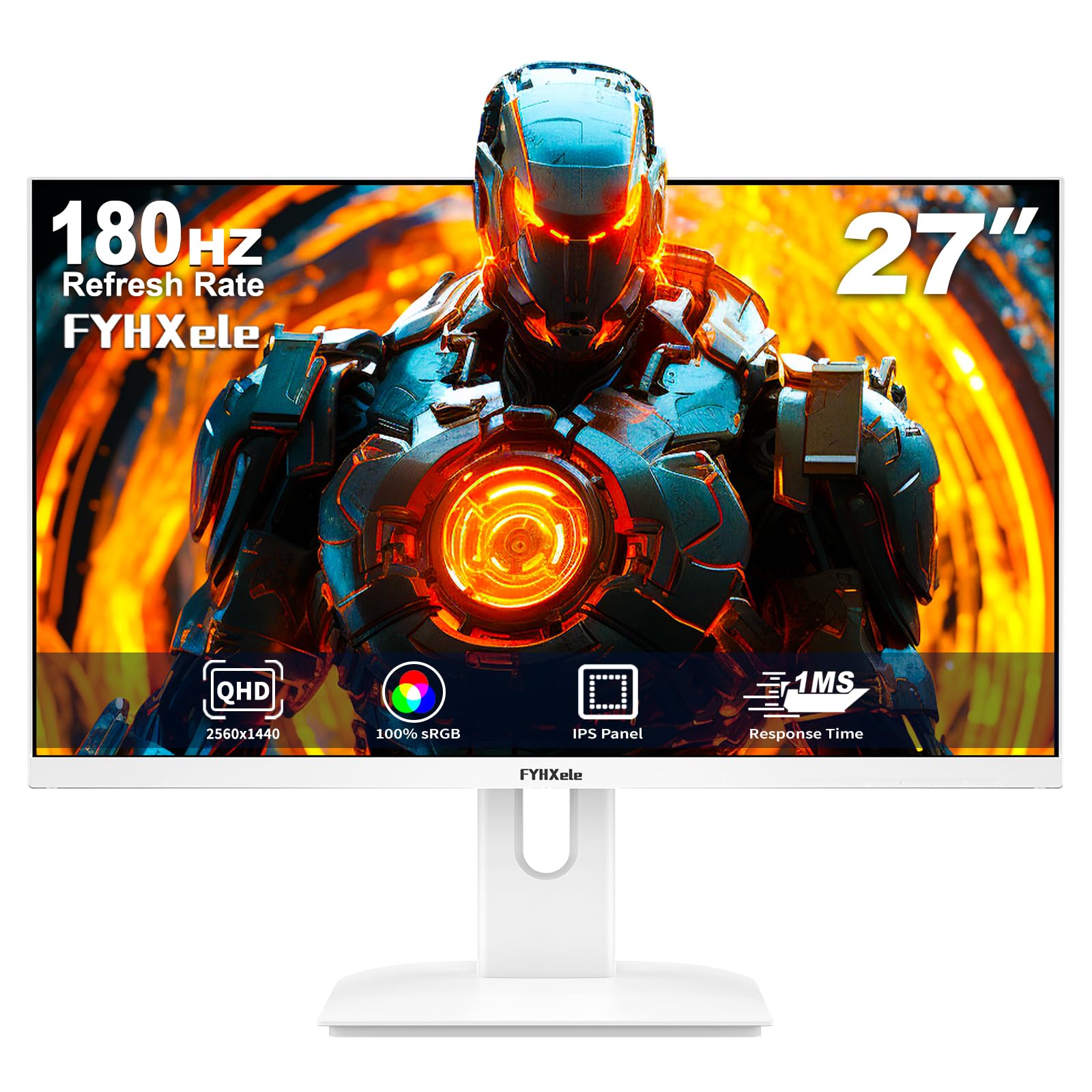 Fyhxele Monitor Gaming 27" 2K QHD IPS 1ms, Bianco