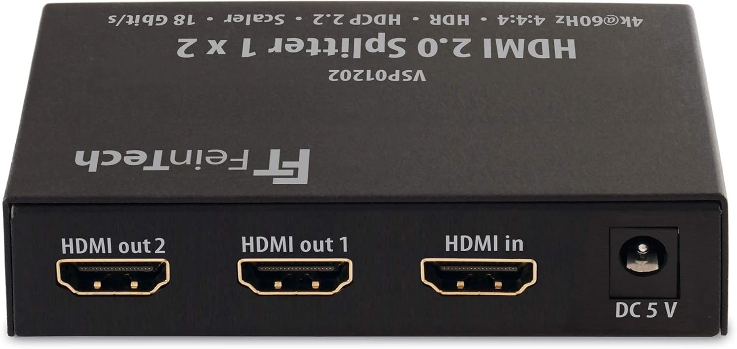 FeinTech VSP01202 Splitter HDMI 2.0 1x2 con 4K HDR Down-Scaler Audio-EDID Nero - immagine 2