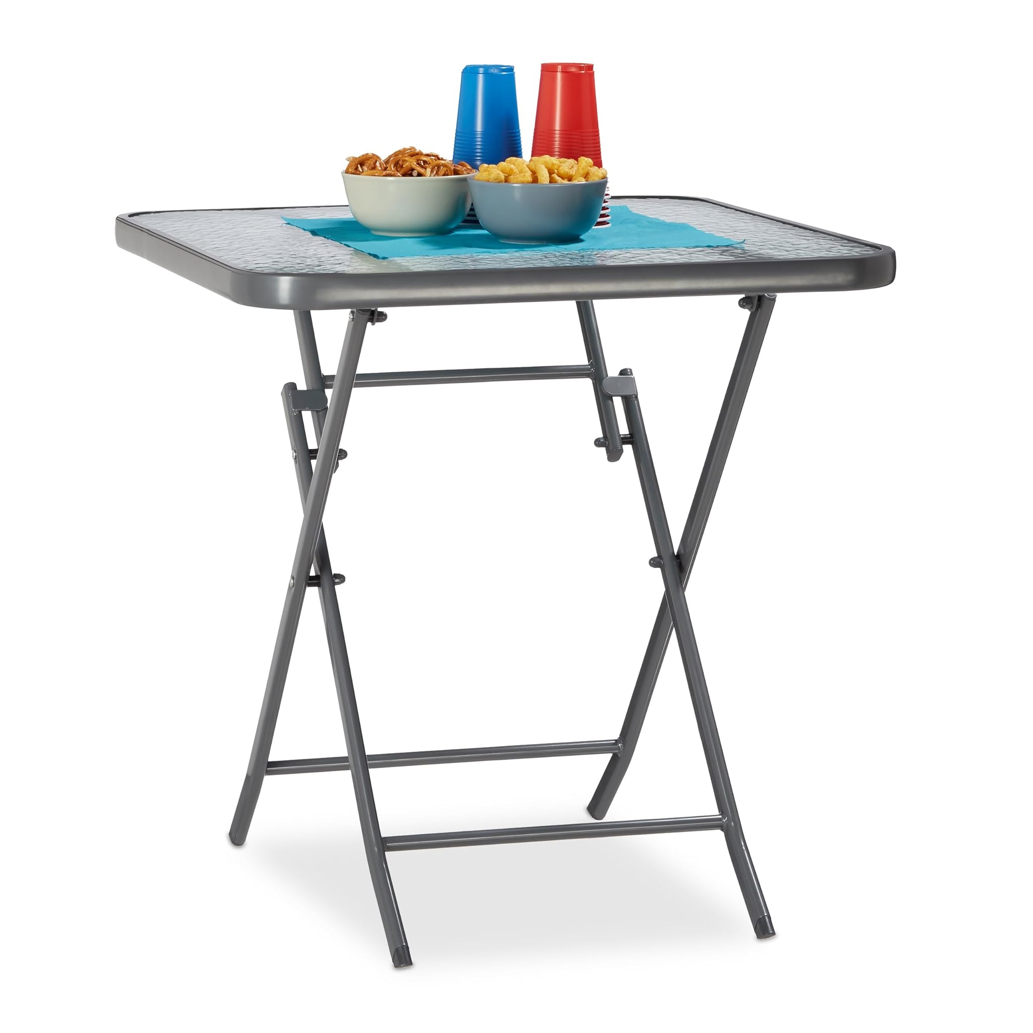 Relaxdays Tavolo da Giardino Pieghevole 70x70 cm, Grigio