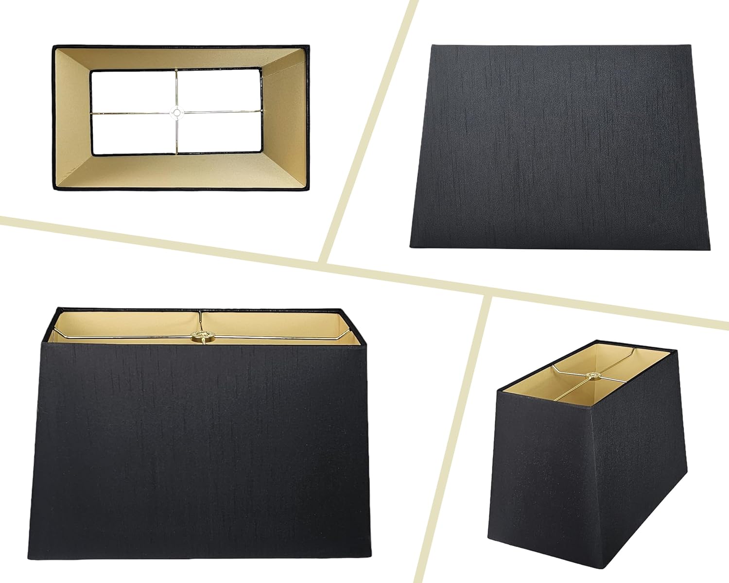 Royal Designs - Paralume Rettangolare Rigido, Lino Nero - immagine 2