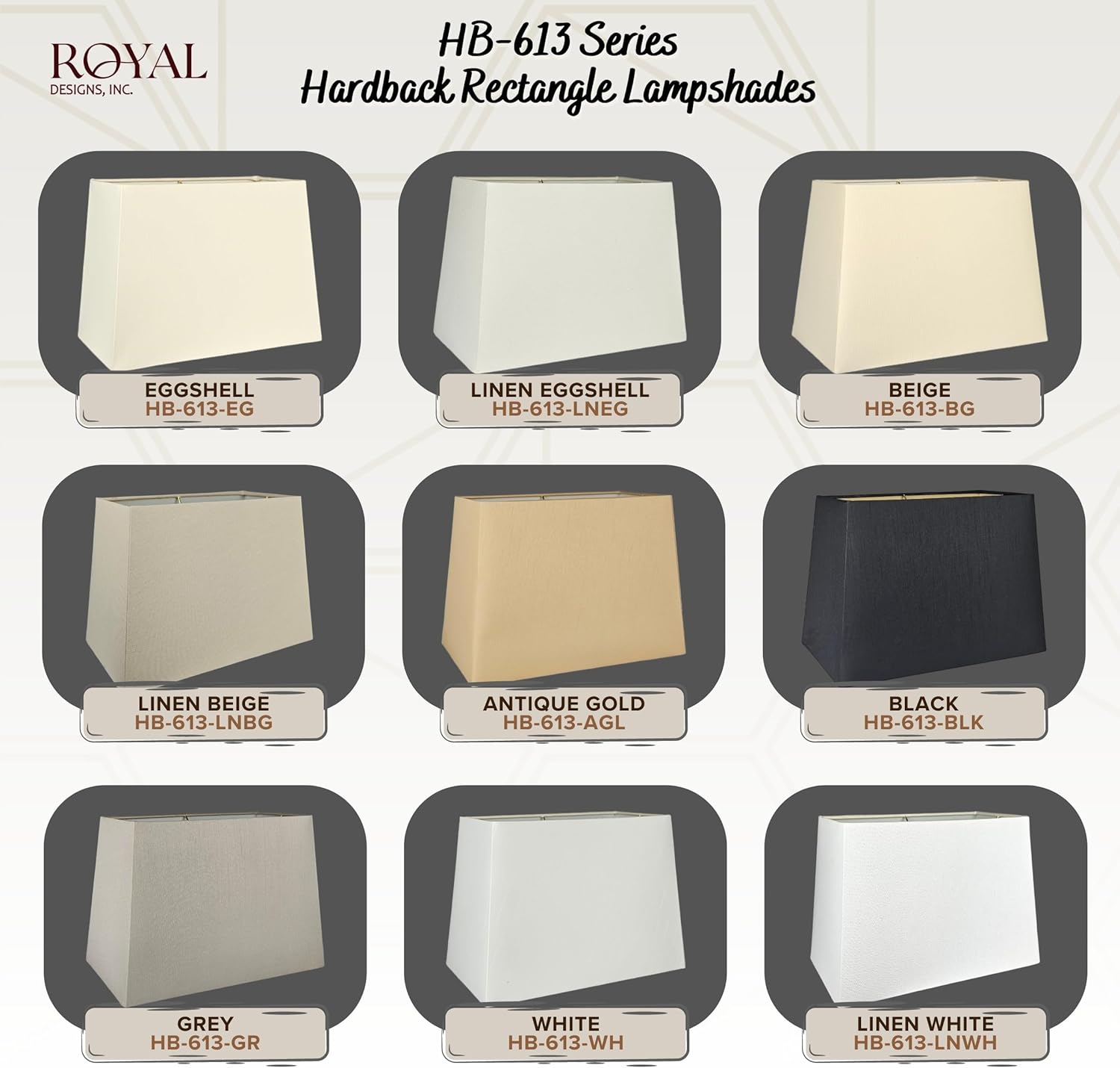 Royal Designs - Paralume Rettangolare Rigido, Lino Nero - immagine 6