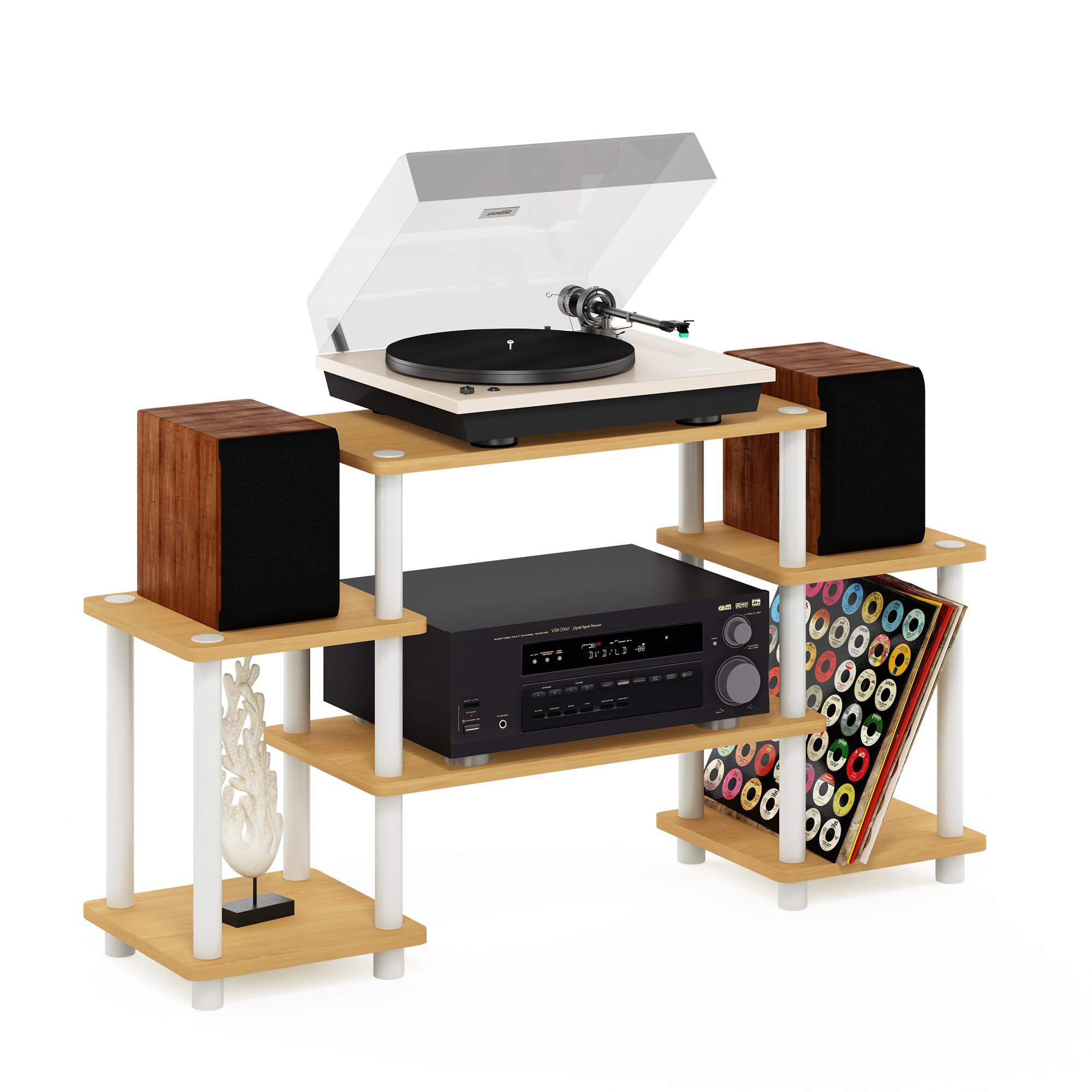 Furinno Supporti TV senza Attrezzi, Beech and Bianco, Square Corner