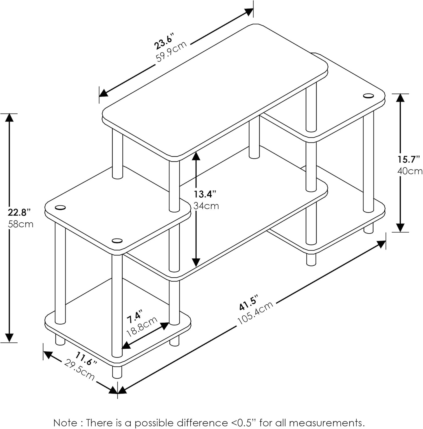 Furinno Supporti TV senza Attrezzi, Beech and Bianco, Square Corner - immagine 3