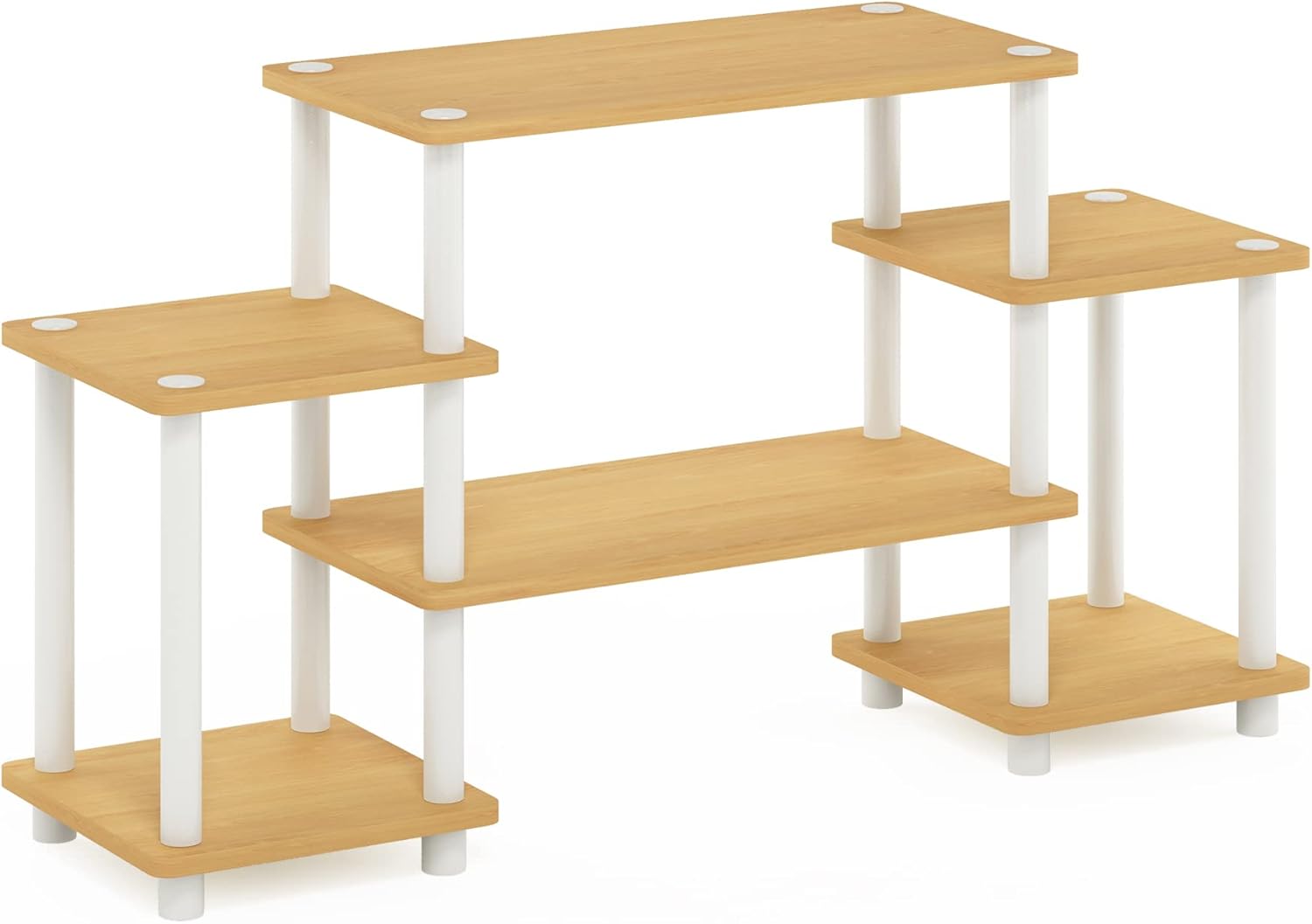 Furinno Supporti TV senza Attrezzi, Beech and Bianco, Square Corner - immagine 6