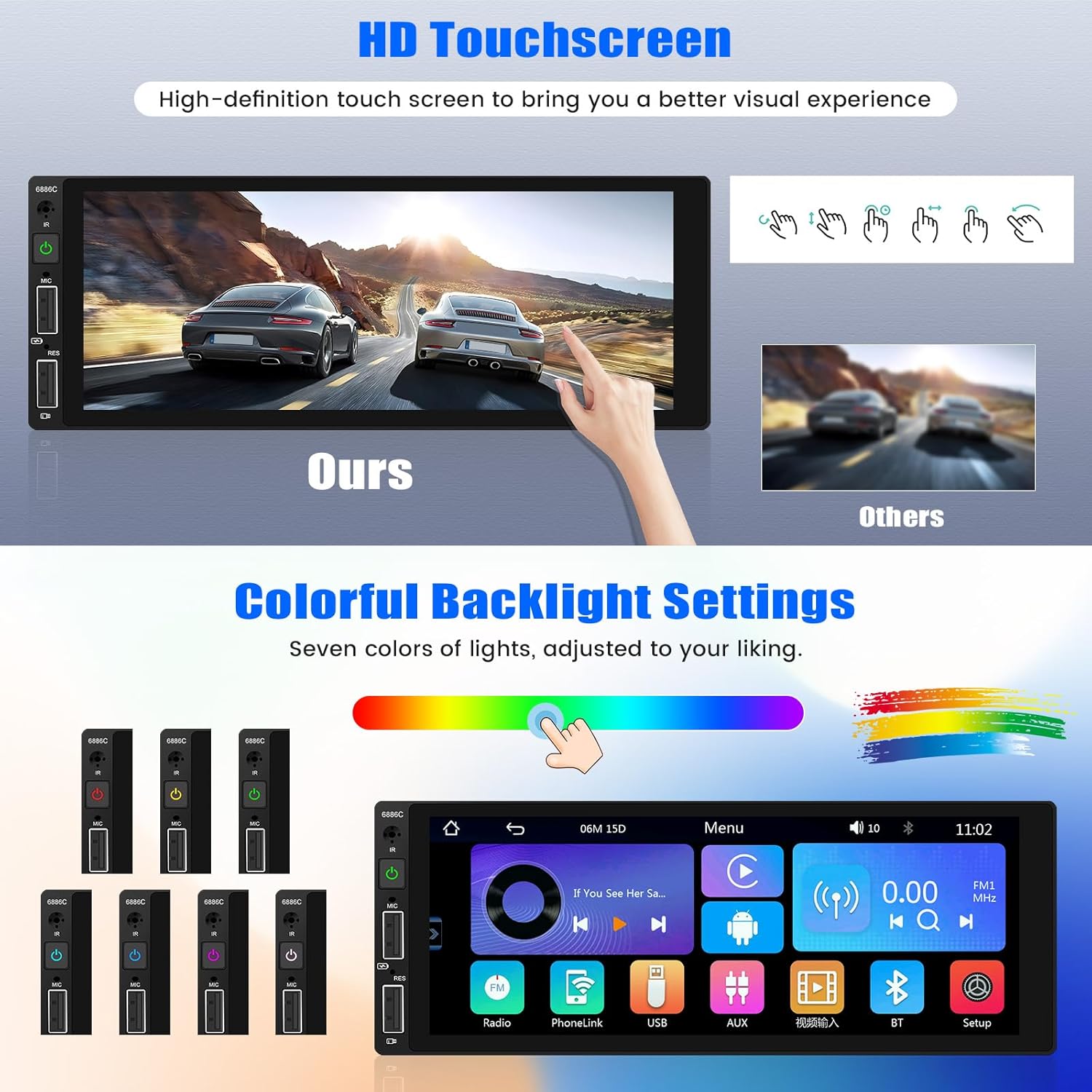 [Dab+] Stereo Auto 1 DIN con CarPlay e Android Auto - immagine 6