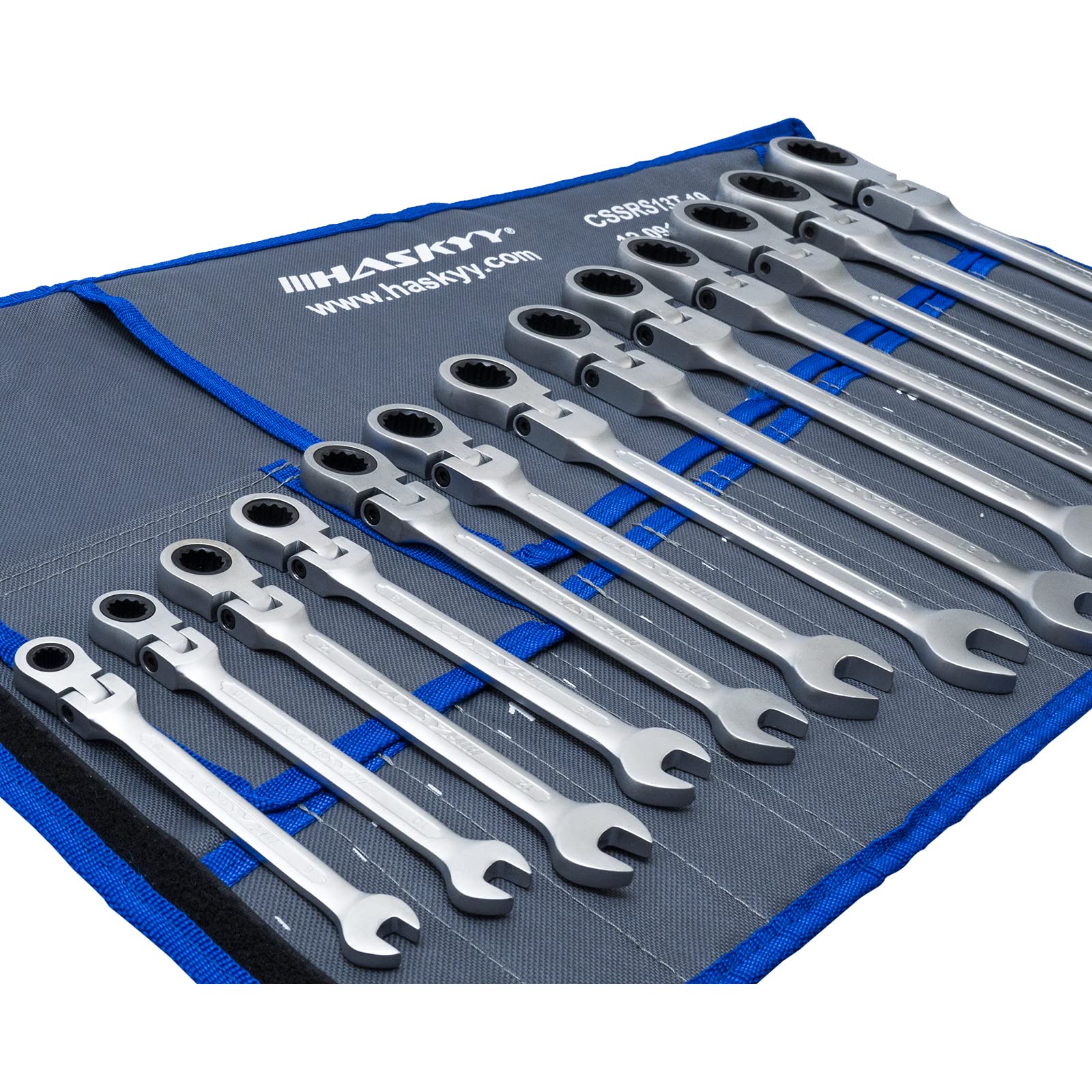 Set di 13 pezzi di HASKYY – Set di chiavi a cricchetto snodate, 8 – 32 mm