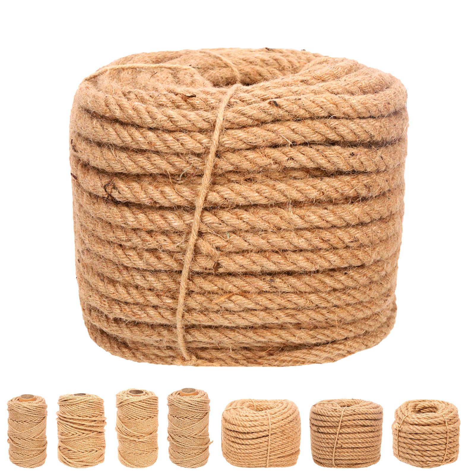 Swpeet Corda di Iuta Naturale Intrecciata 14mm x 164m