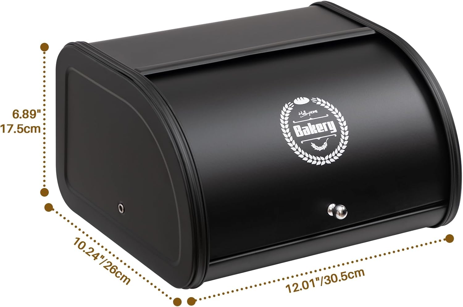 Hollyhome Cassetta Portapane in Acciaio Inox, Nero - immagine 3