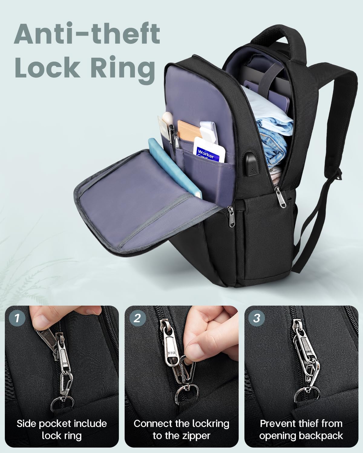 Zaino Porta PC 15.6 Pollici Impermeabile - immagine 3