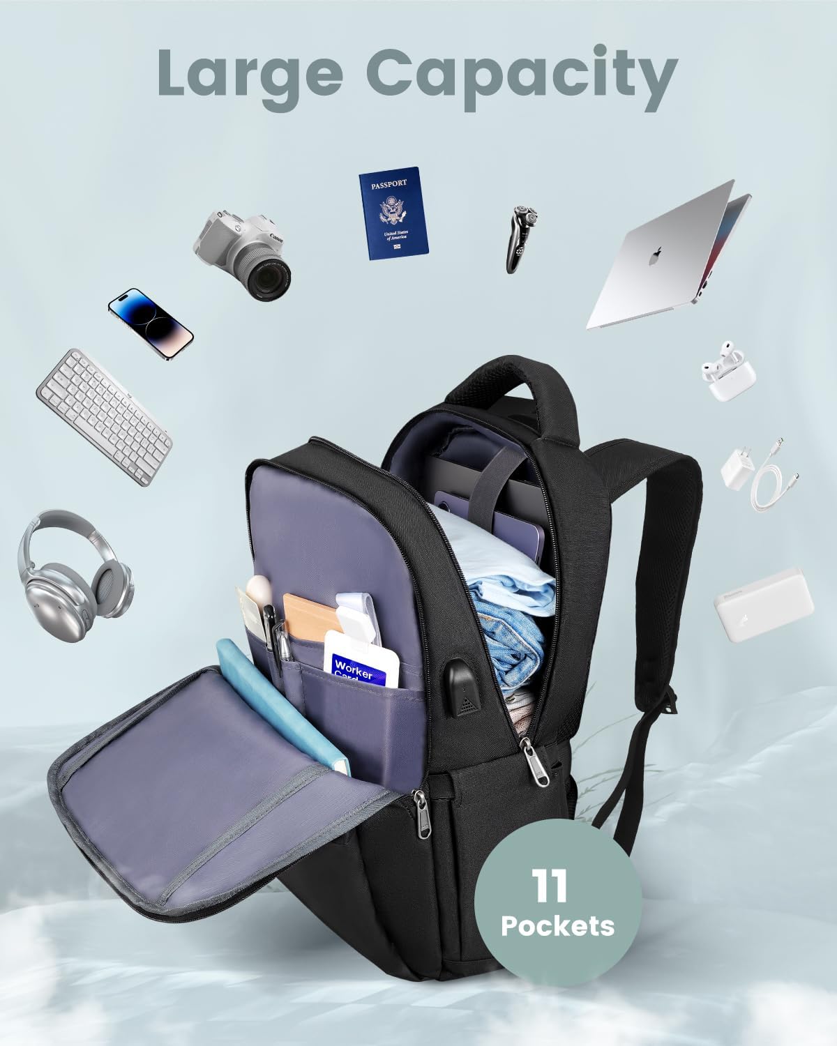 Zaino Porta PC 15.6 Pollici Impermeabile - immagine 4