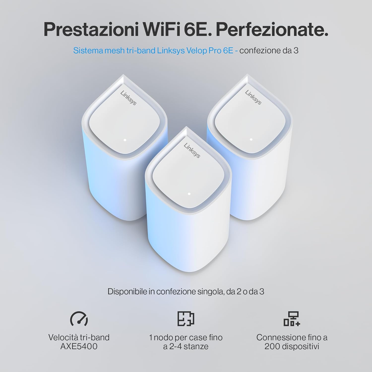 Linksys Velop Pro Sistema WiFi 6E Mesh MX6203-KE - immagine 2