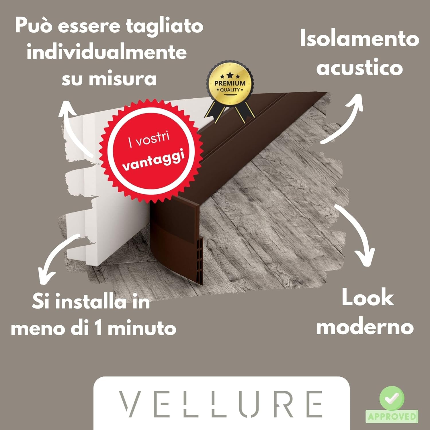 Vellure® Paraspifferi Sottoporta Premium, 5x Marrone - immagine 5