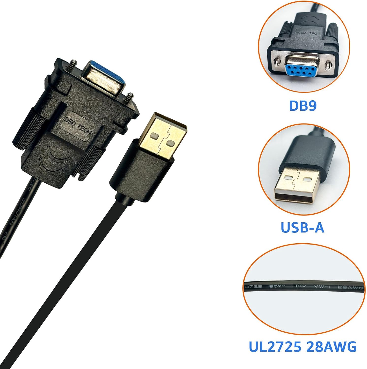 DSD TECH SH-RS232G Cavo femmina da USB a DB9 seriale Chip integrato ...