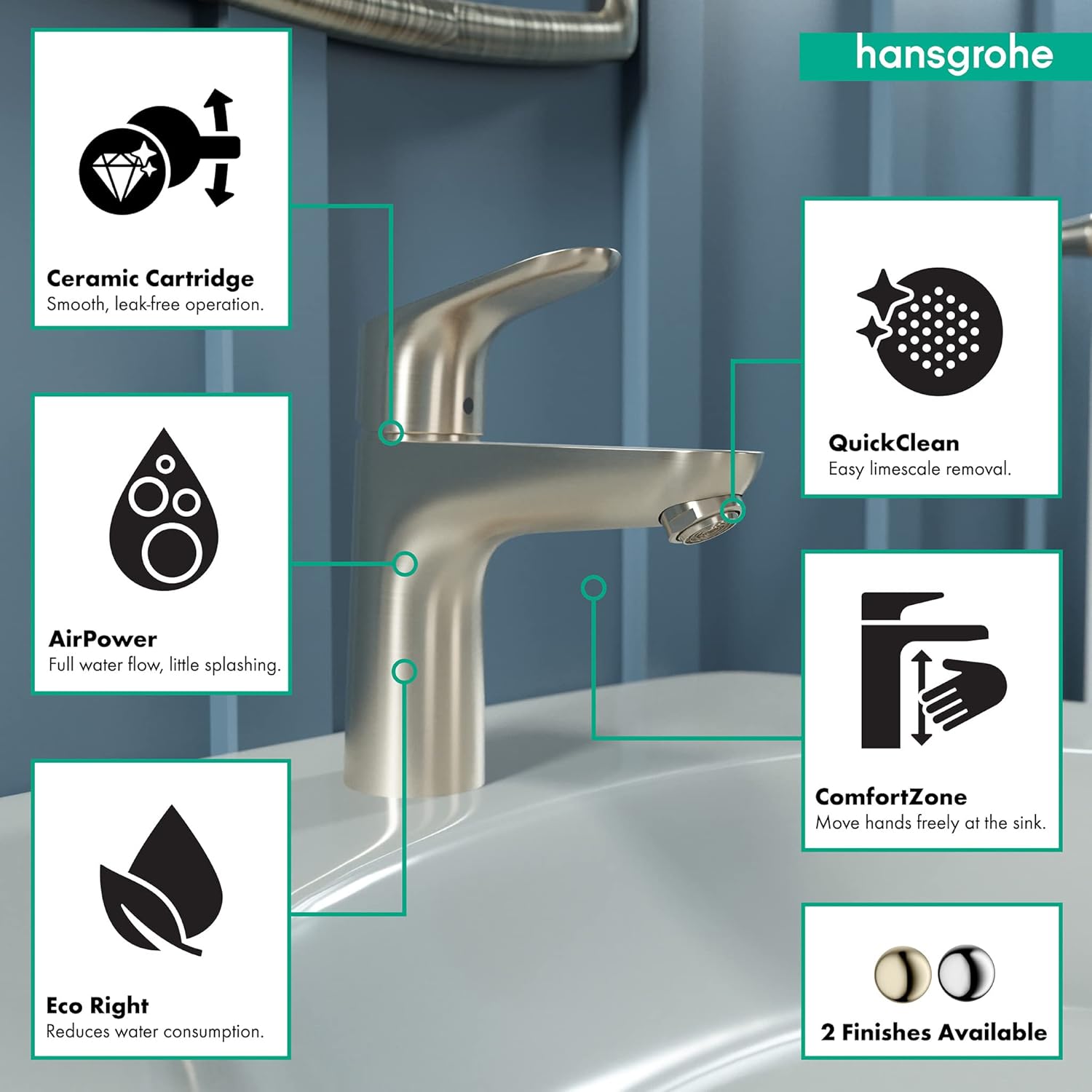 Hansgrohe 4371000 Focus E 100 - Miscelatore monoforo, 4371820 - immagine 4