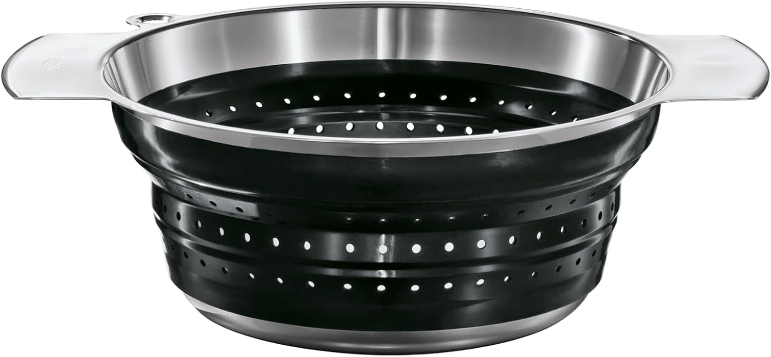 Rösle 16124 - Scolapasta pieghevole, 24 cm, colore: Nero