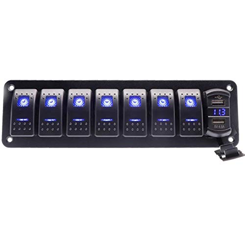 Kaolali Pannello Interruttori Rocker 5/7 Gang LED Blu