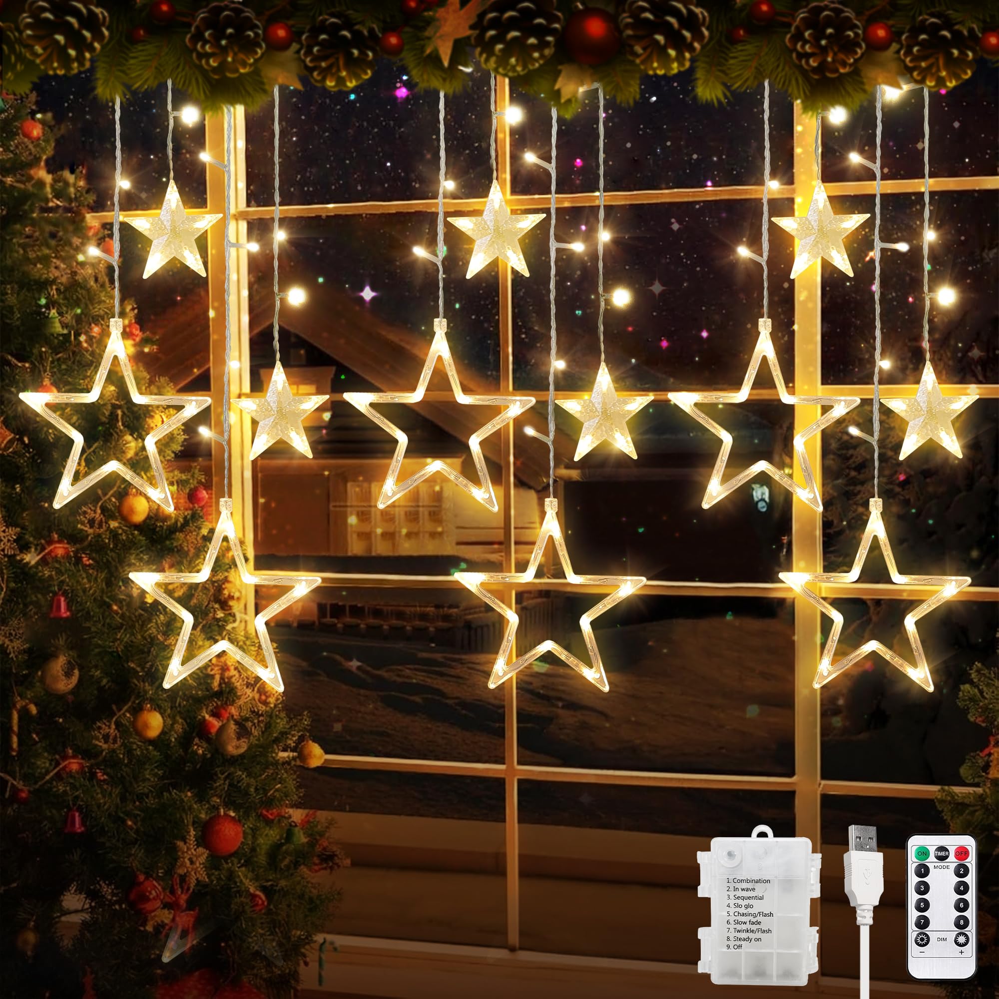 Luci di Natale Stelle 3.5M 120 LED USB/Batteria