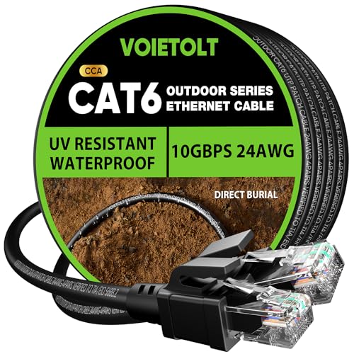 Voietolt Cavo Ethernet Cat 6 Esterno 60m, Nero