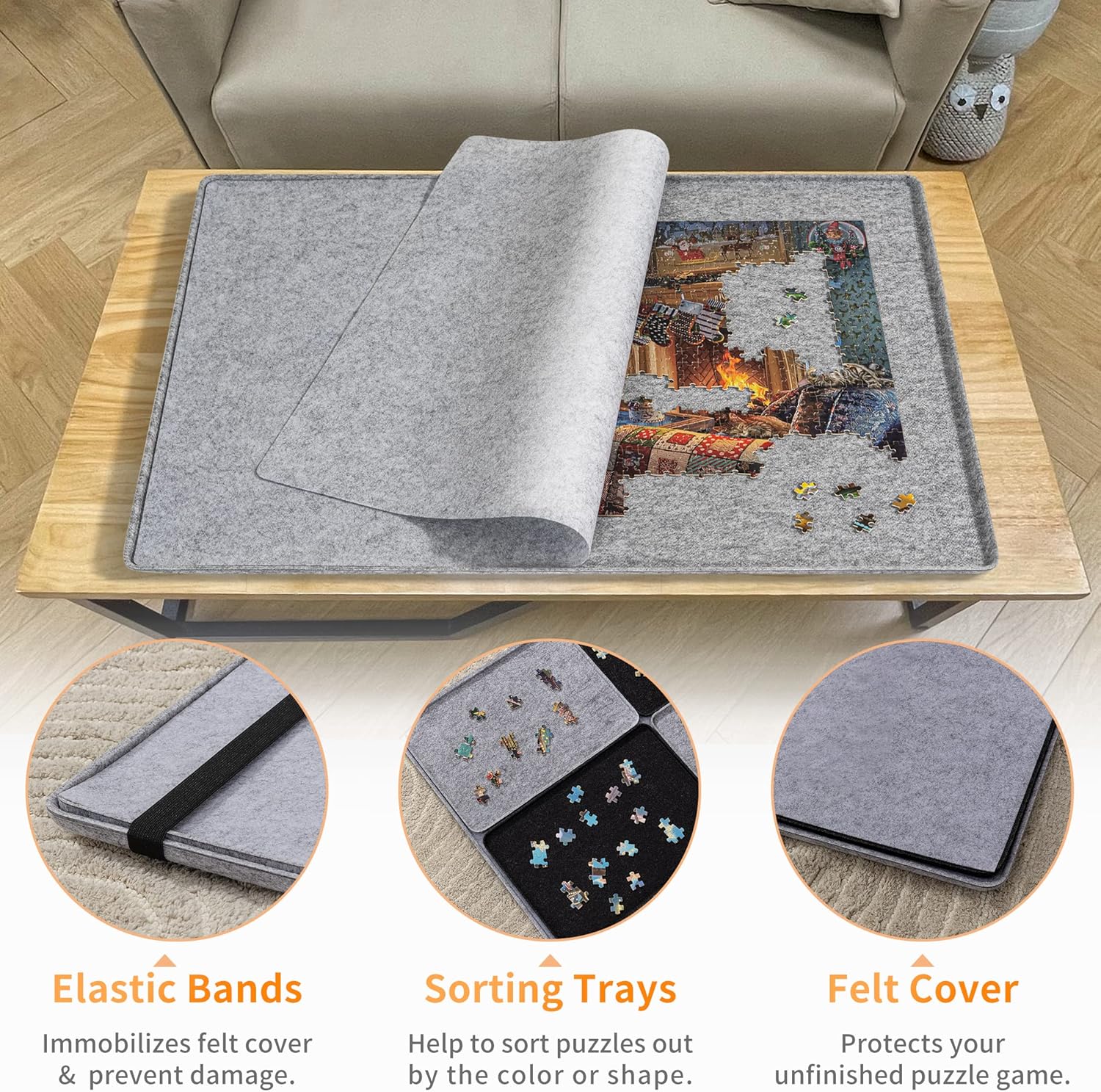 Lavievert Tavola per Puzzle con 8 Vassoi e Copertura - immagine 5