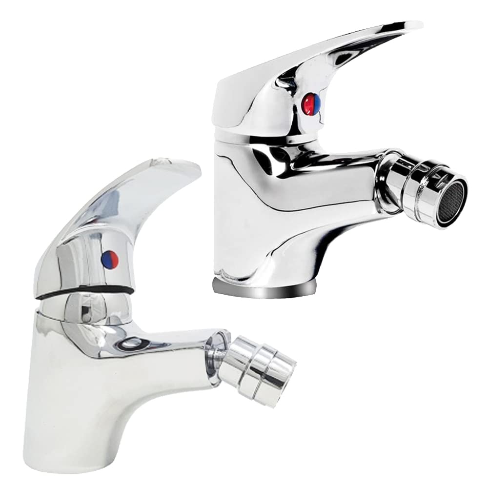 Kit 2 Rubinetti per Bagno Bidet Coppia Miscelatori in Ottone Cromato