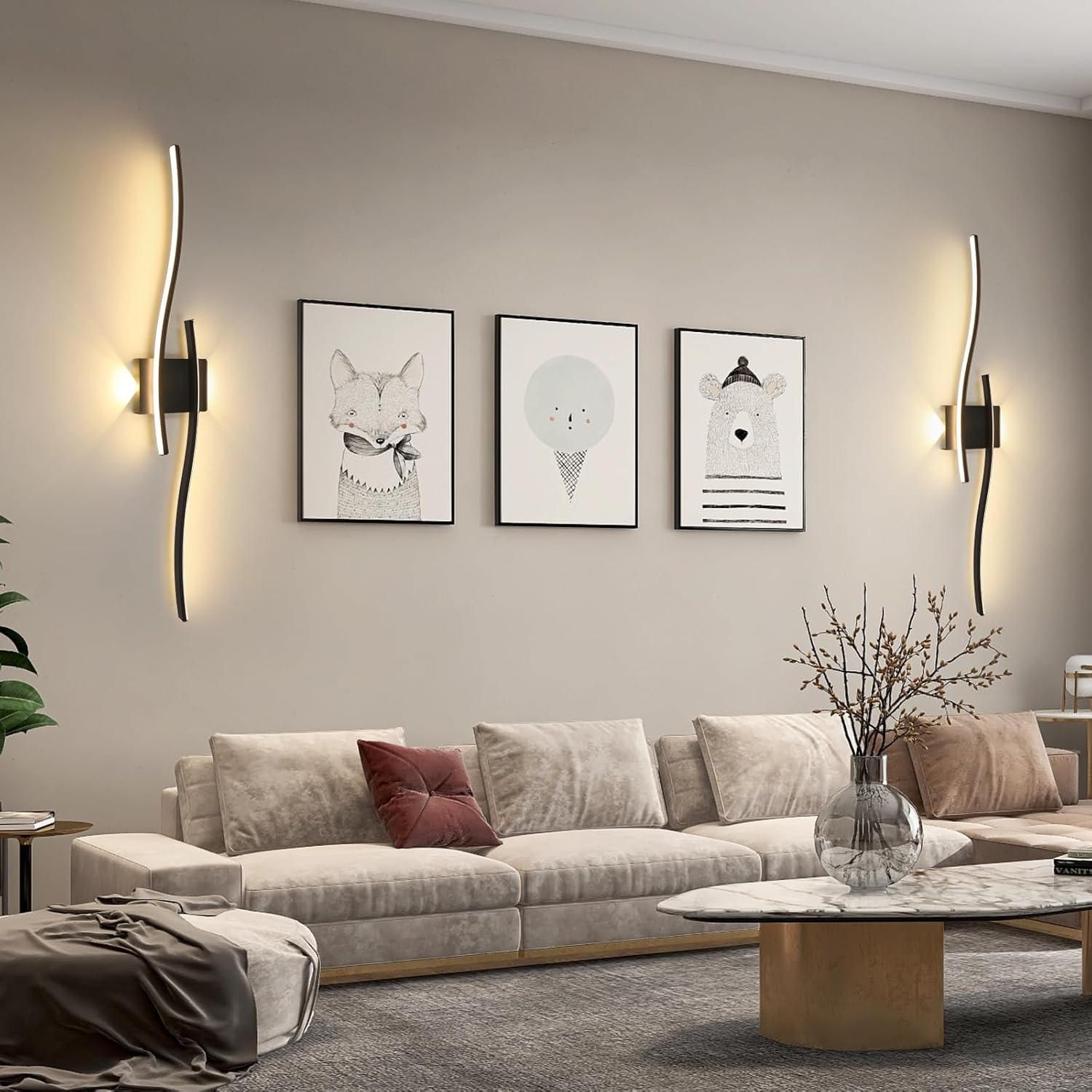 Applique LED da Parete Interno 89CM 27W, Nero - immagine 4