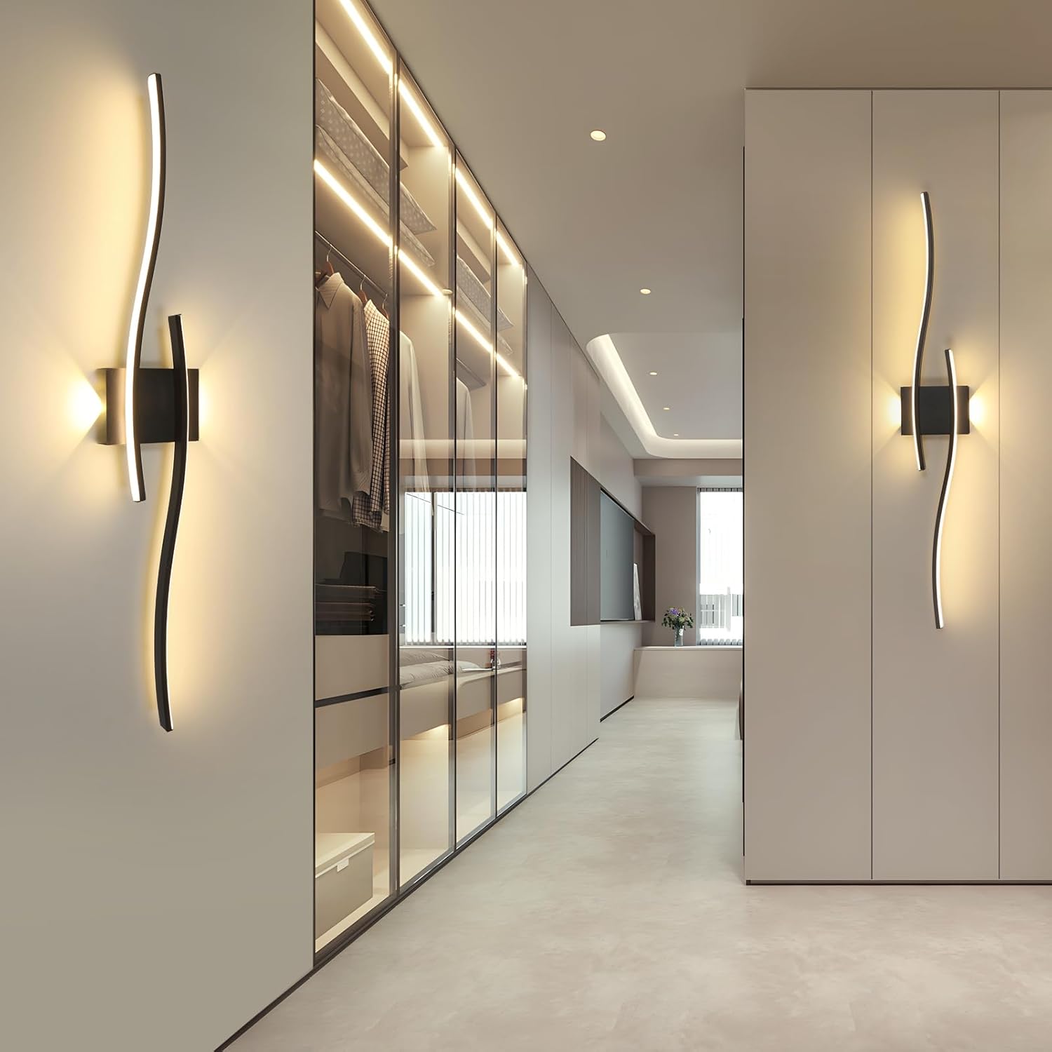 Applique LED da Parete Interno 89CM 27W, Nero - immagine 5