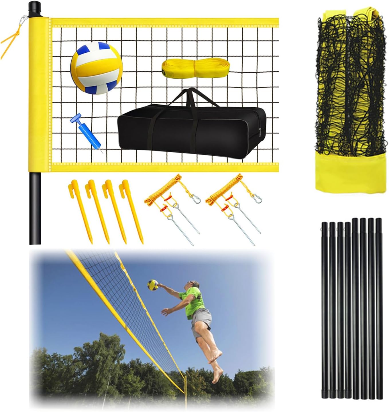 Set Rete da Pallavolo Pieghevole 9,5m x 1m - immagine 1