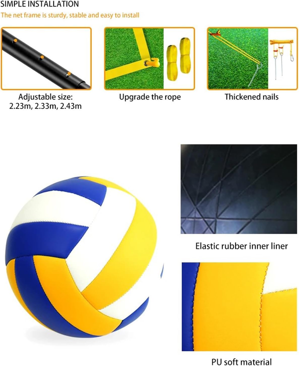 Set Rete da Pallavolo Pieghevole 9,5m x 1m - immagine 6