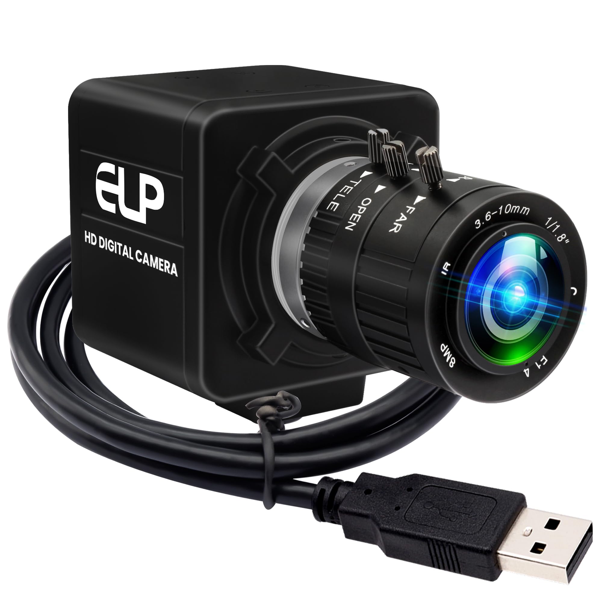 Elp Fotocamera USB 12MP 4K 120fps con Zoom Ottico 3x