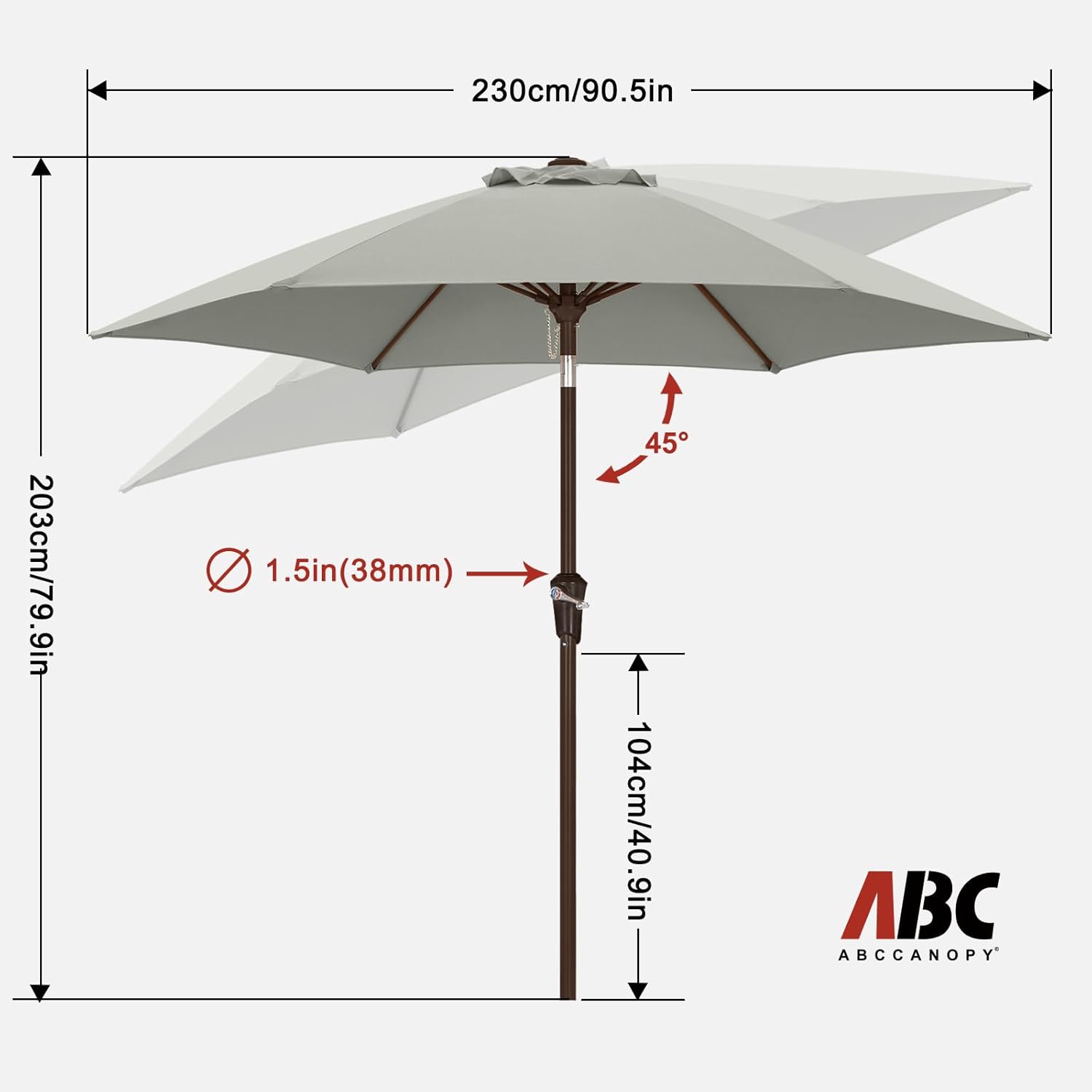 Abccanopy Ombrellone da Esterno Idrorepellente 230cm - immagine 4