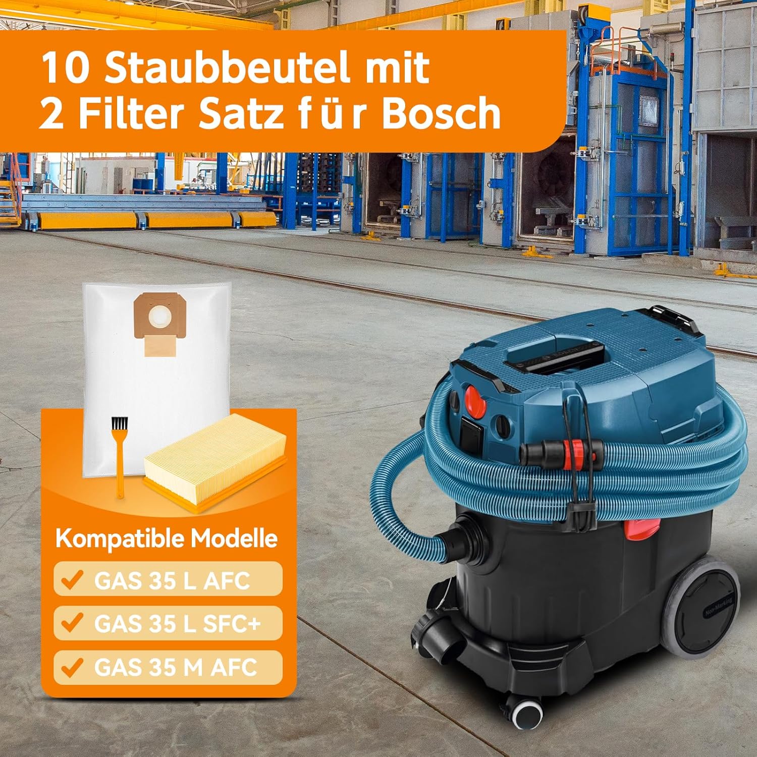 Sacchetti per Aspirapolvere Bosch GAS 35 (10 pezzi) - immagine 2