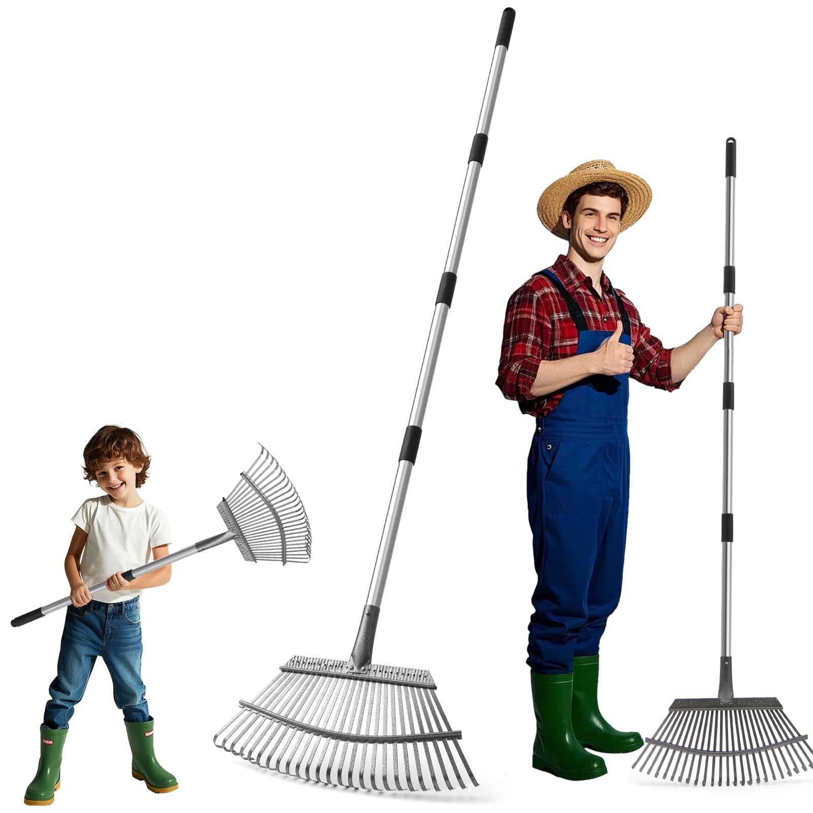 Rastrello da Giardino a 25 Denti con Manico Regolabile