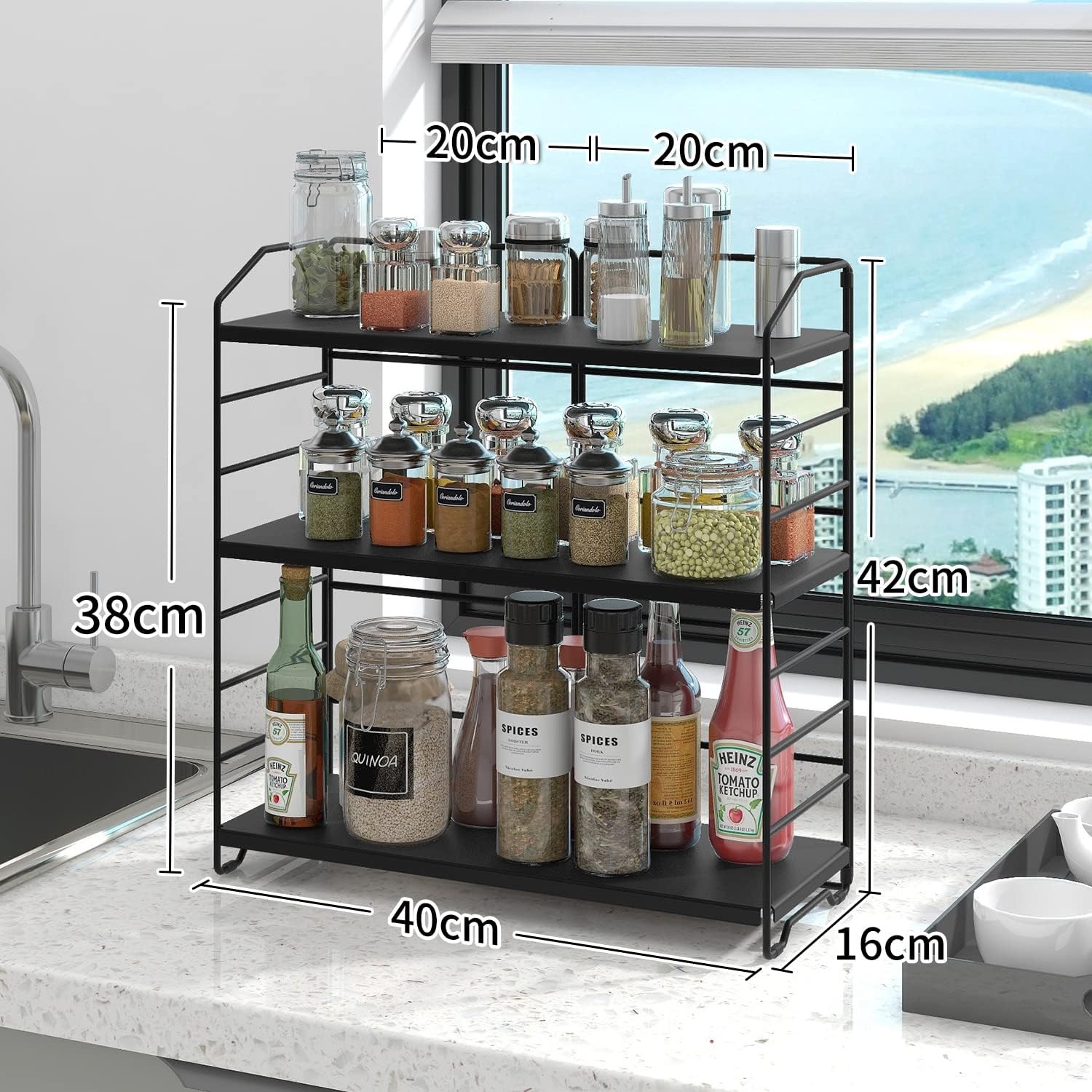 AIRUJIA Porta Spezie a 3 Livelli in Ferro - immagine 3