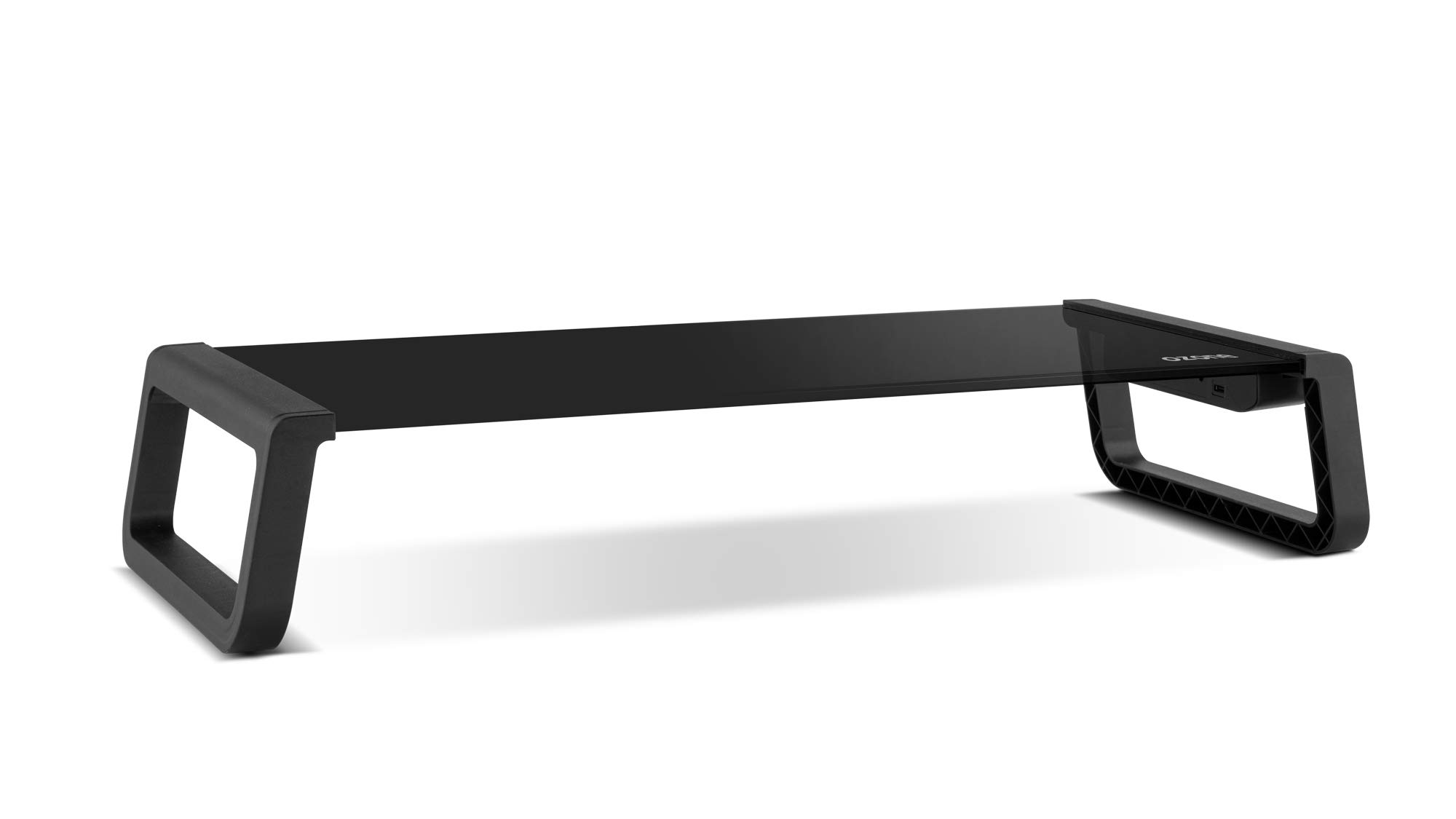 OZONE GAMING GEAR Monitor Stand Riser Pro -OZRISERPRO- Supporto portatile per PC - Vetro temperato, 4xUSB 3.0, nero