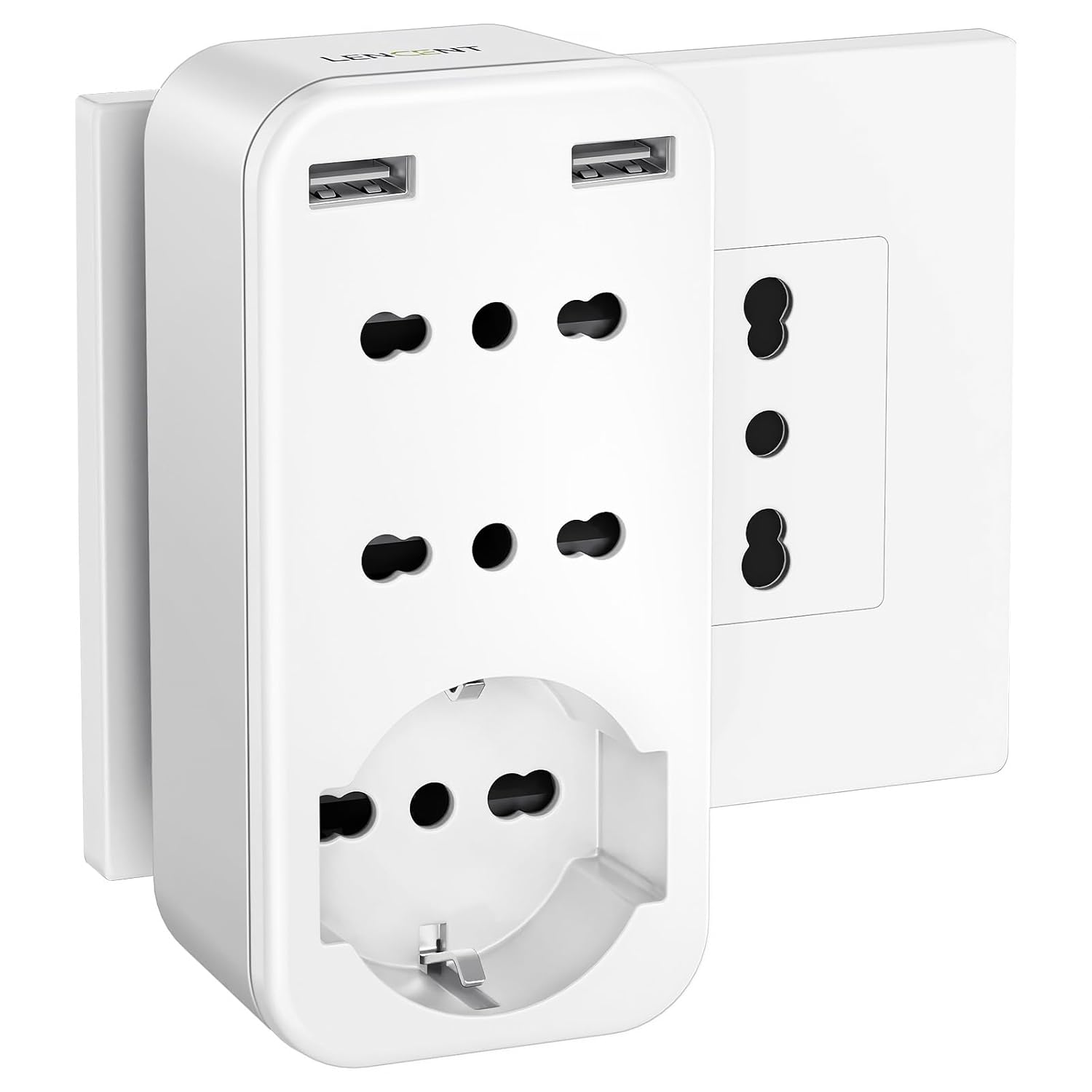 Lencent Presa Multipla USB Salvaspazio 4000W, Bianca - immagine 1
