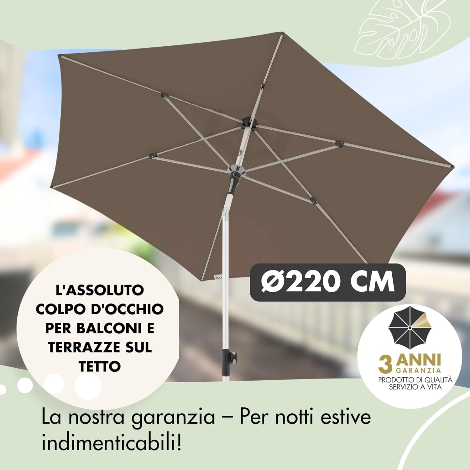Doppler Push Up Parasole da Balcone 220 cm - immagine 2