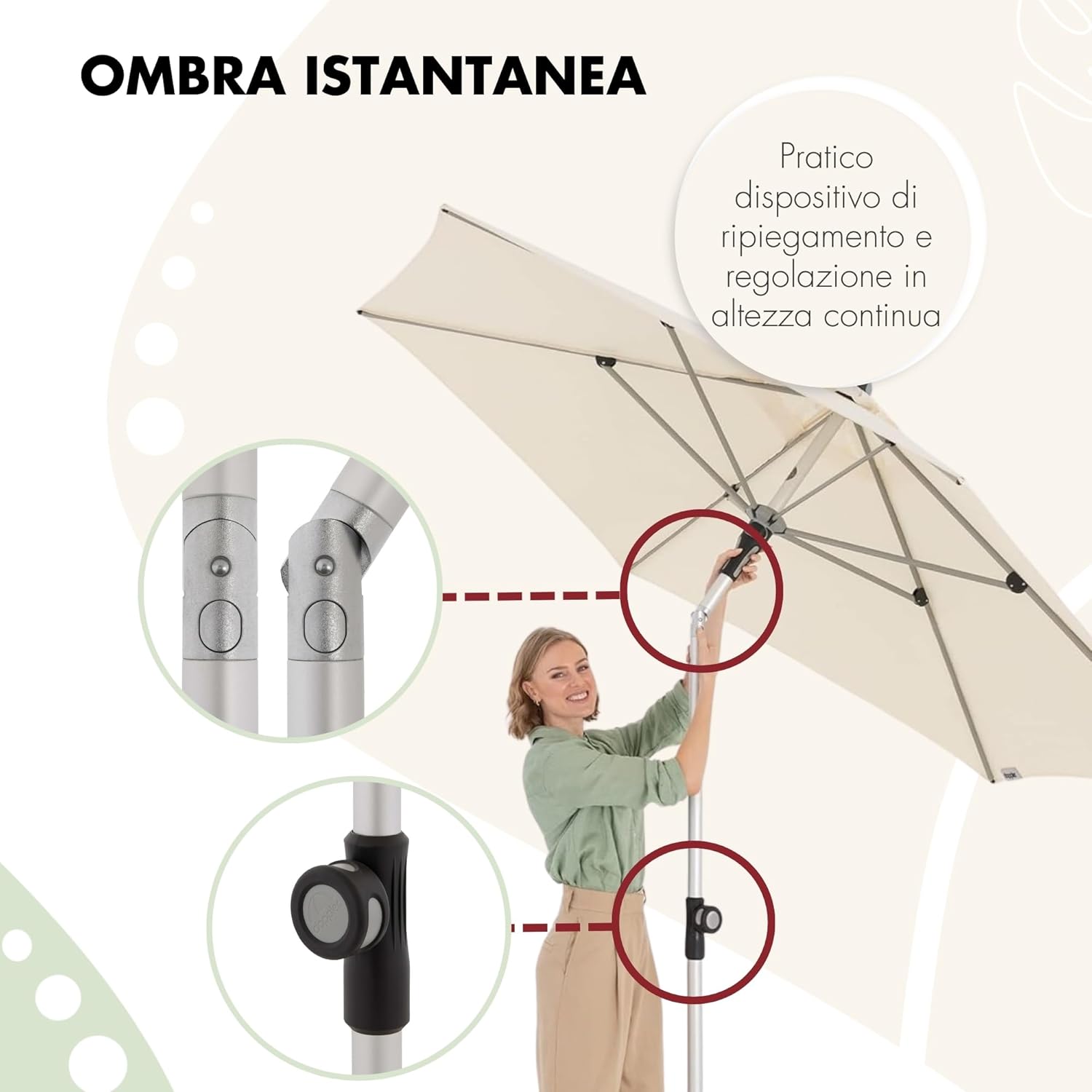 Doppler Push Up Parasole da Balcone 220 cm - immagine 3