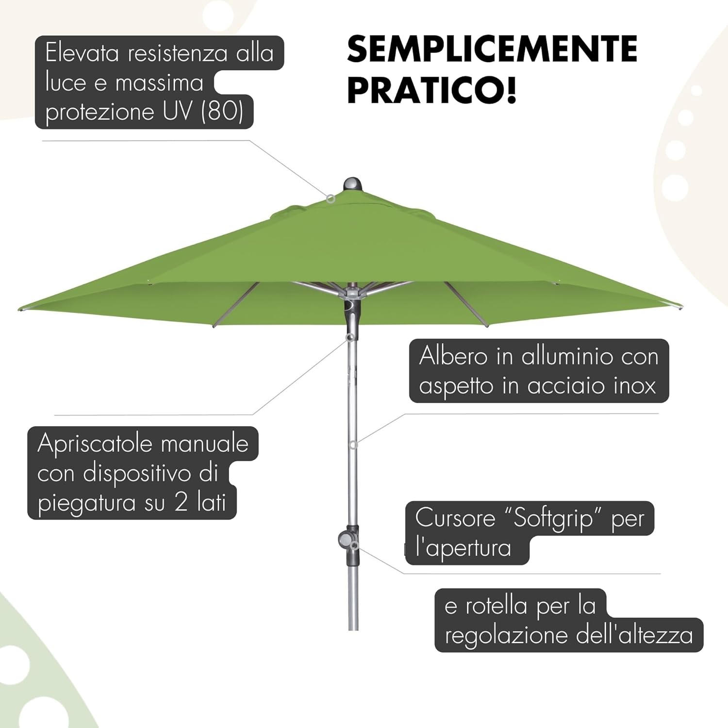 Doppler Push Up Parasole da Balcone 220 cm - immagine 4