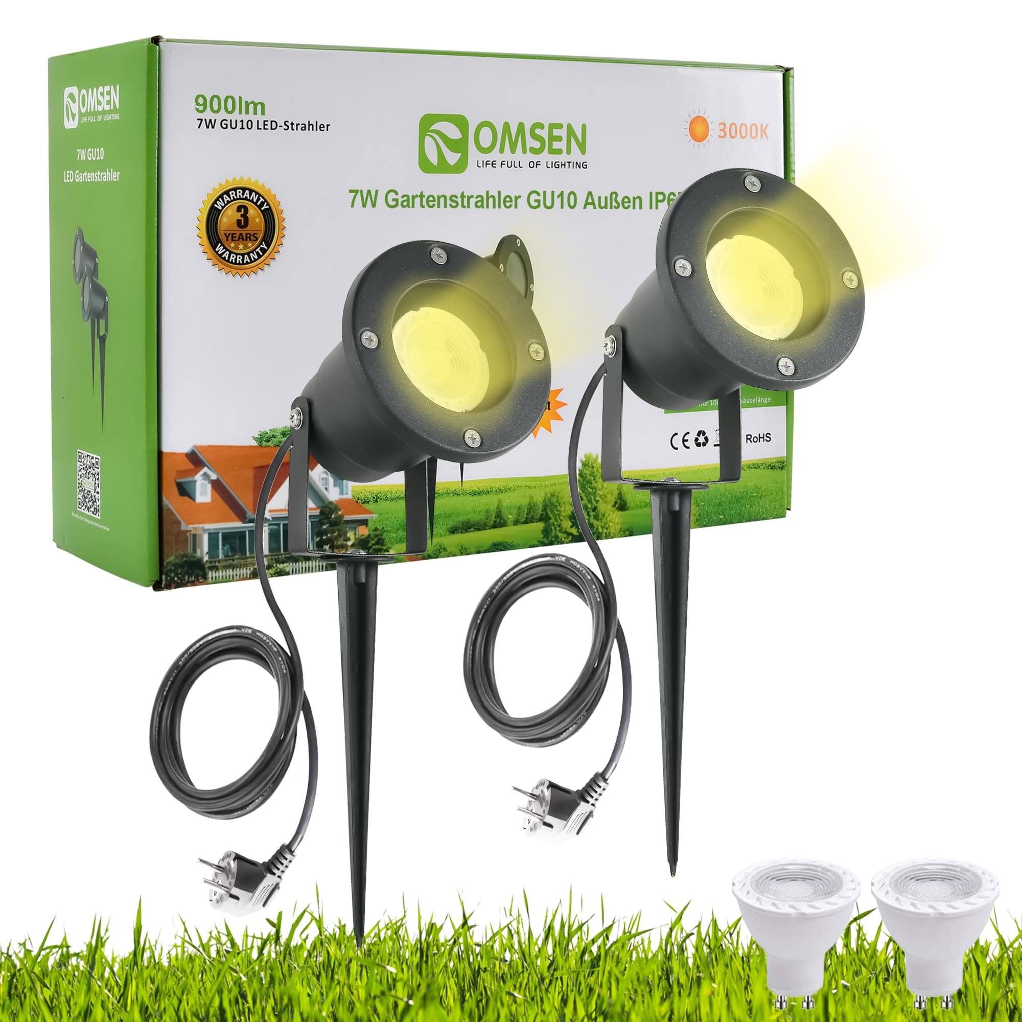Omsen Faretti da Giardino con Picchetto GU10 7W IP67