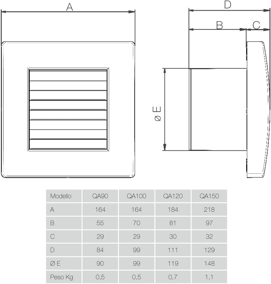 QA120T di Aerauliqa - Aspiratore Assiale 119mm 151m³/h - immagine 2