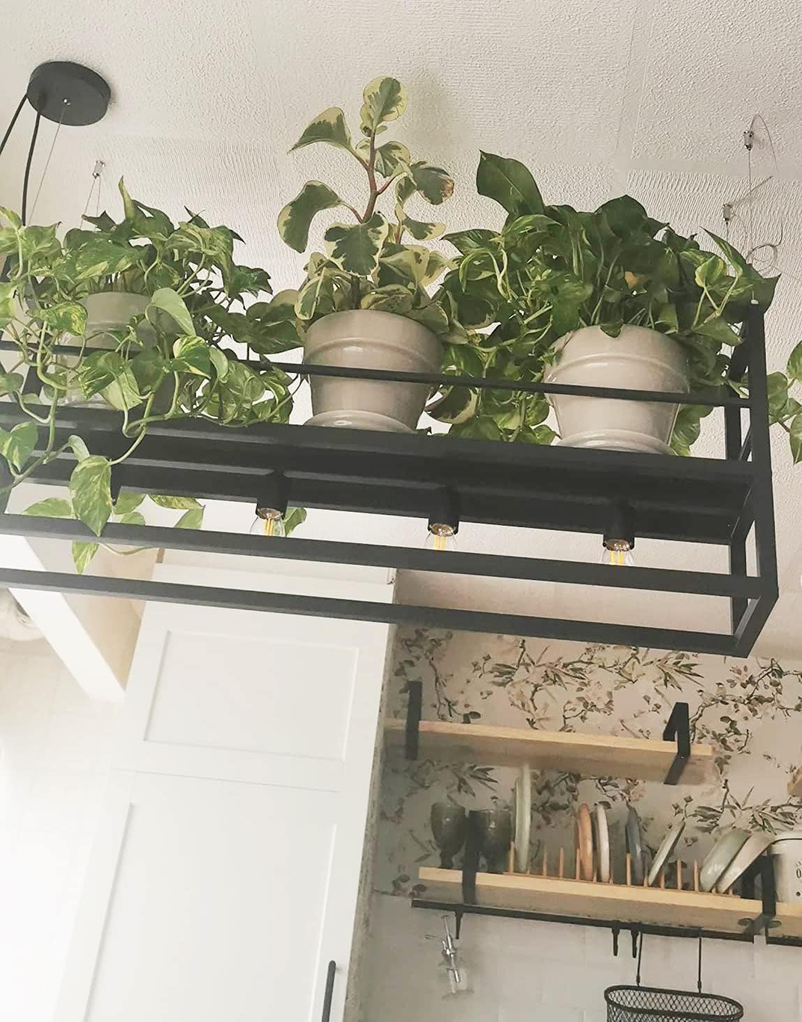 Lampada a Sospensione Rettangolare Moderna Nera, 4 Teste - immagine 5