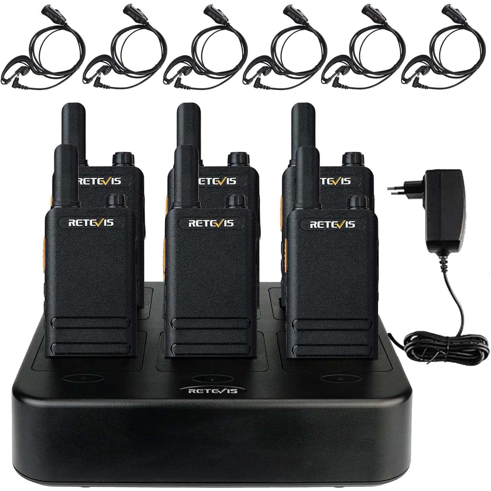 Retevis RT622P Walkie-Talkie PMR446 (6 Pezzi, Nero)