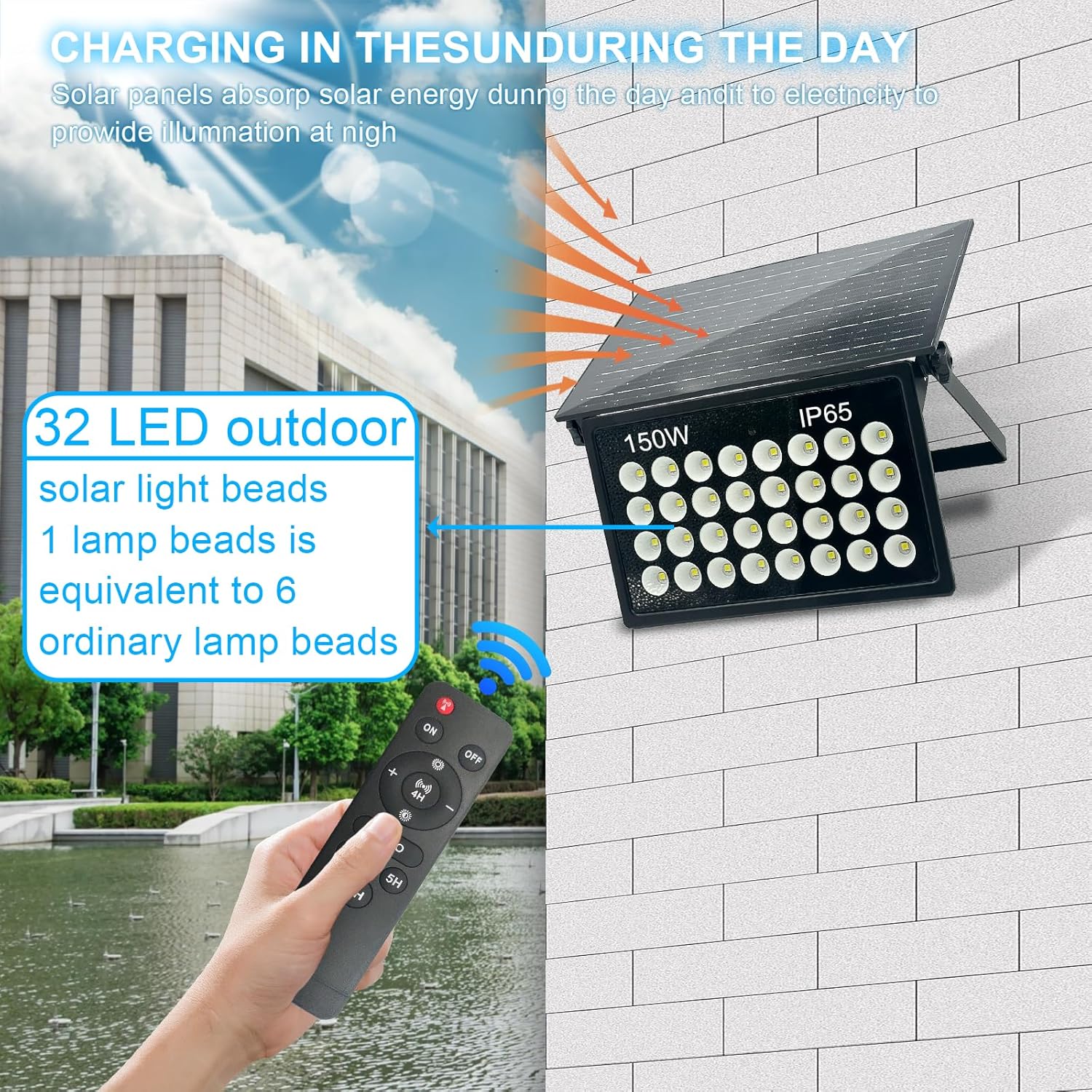 Bosite Faretto LED da Esterno Solare 150W 6500K - immagine 3