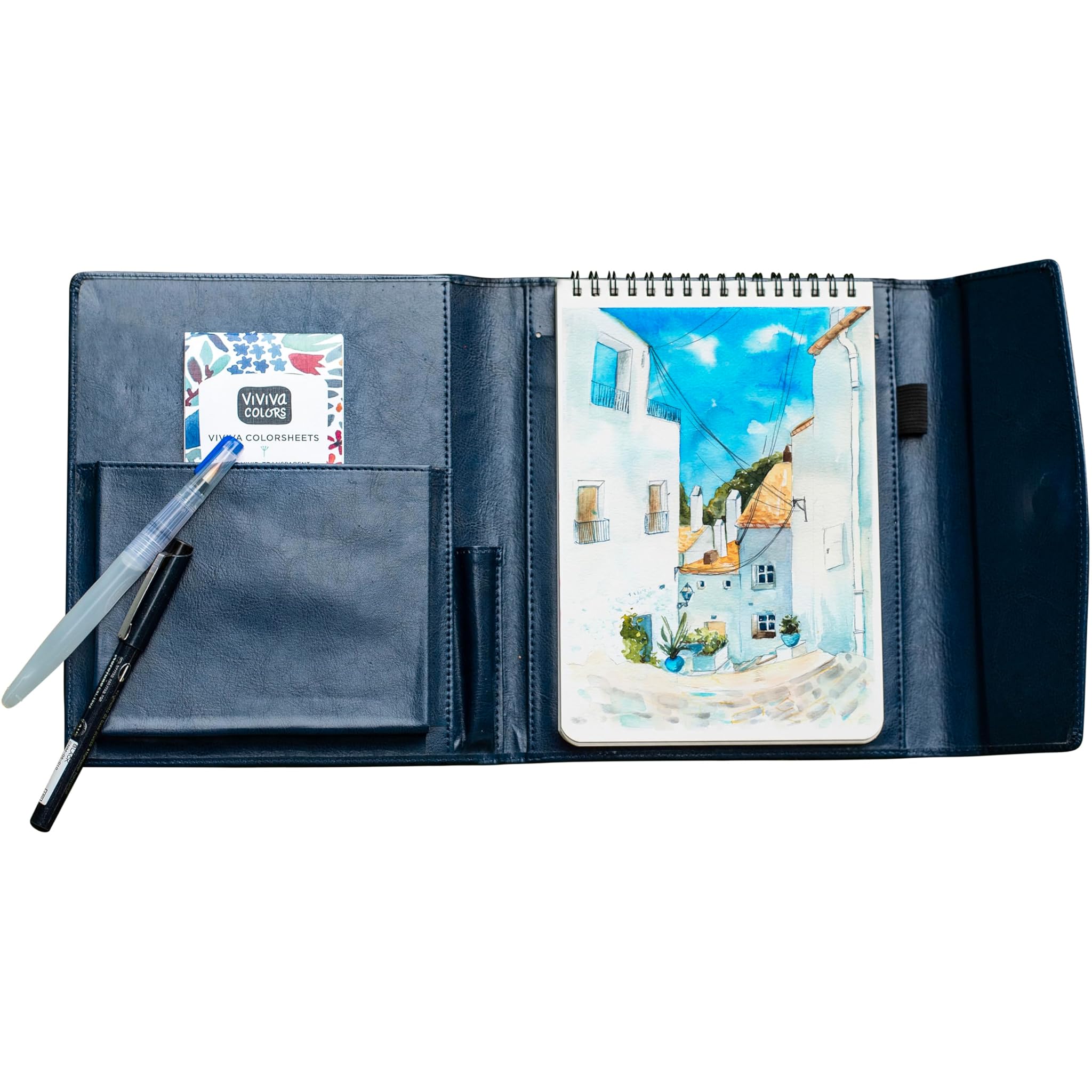 Viviva Watercolor Travel Set A5 in Ecopelle