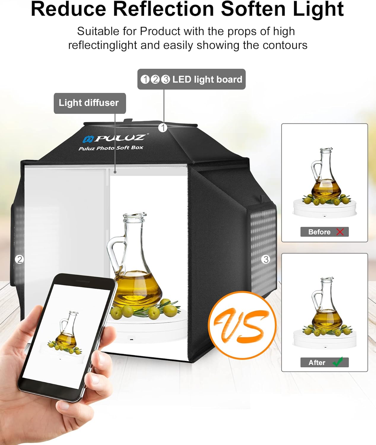 Puluz Upgrade Light Box & Softbox con 480 LED - immagine 5