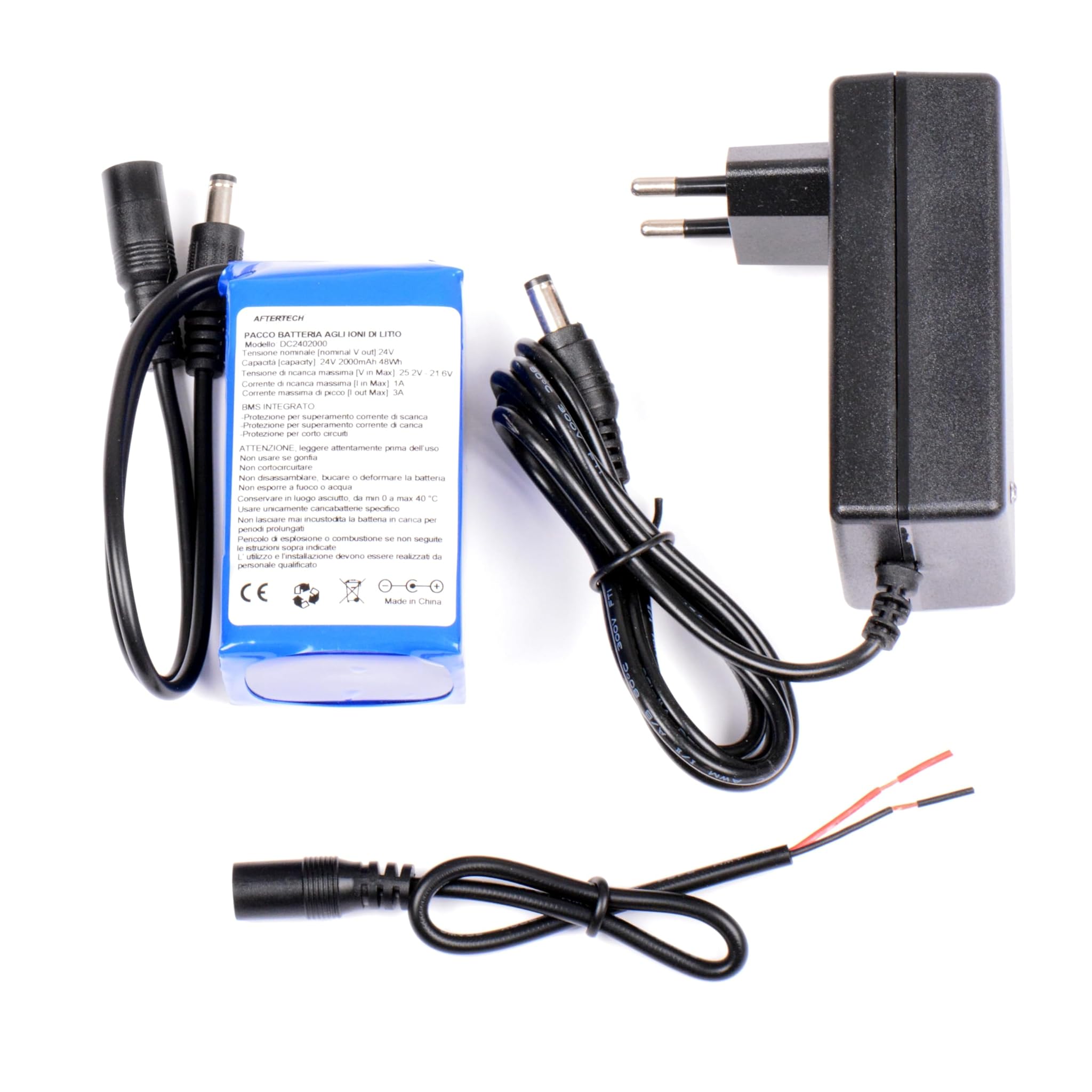 Aftertech Pacco Batteria Litio Ricaricabile 24V 2000mAh