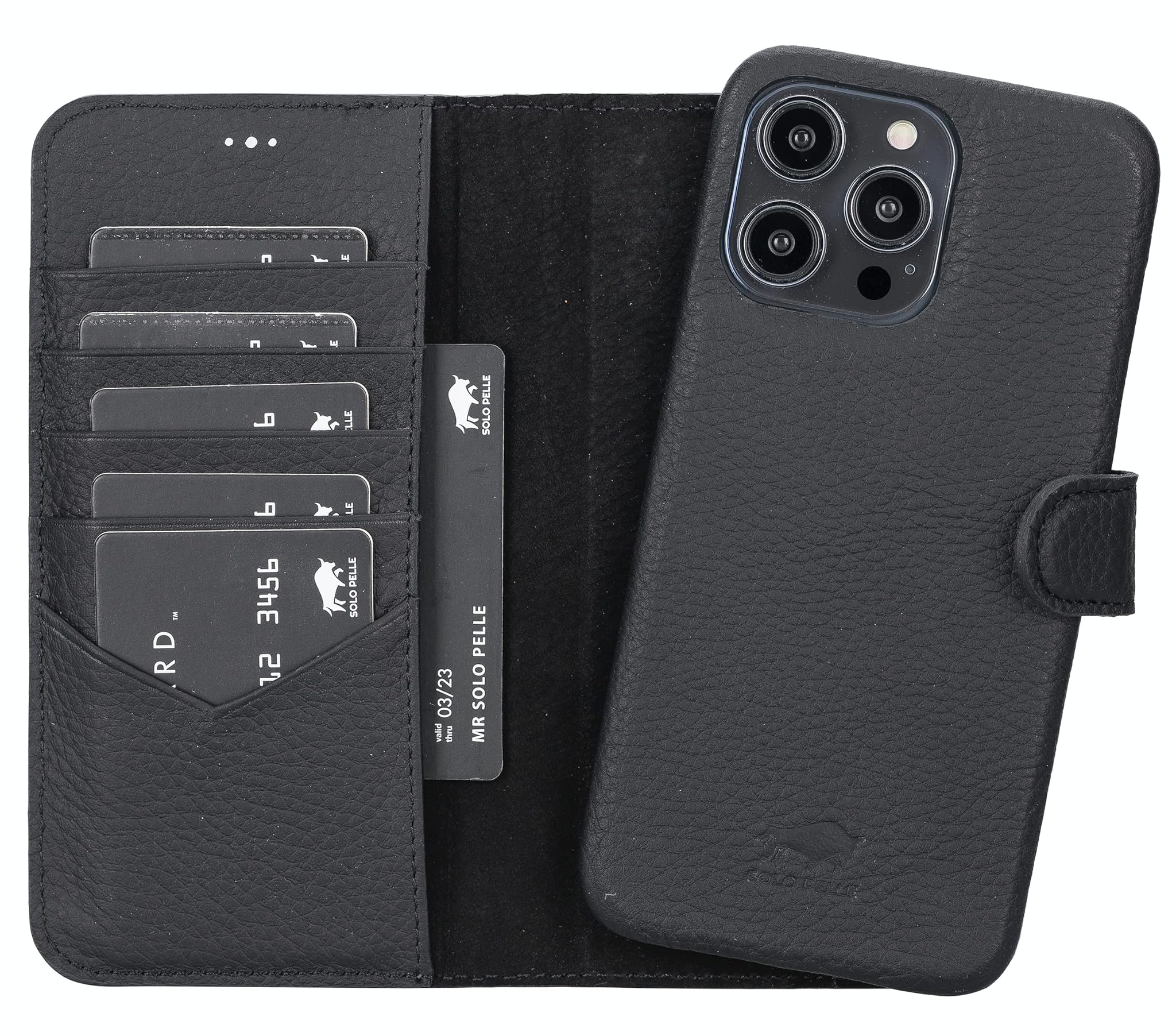 Solo Pelle Custodia 2 in 1 per iPhone 14 Pro Max 6,7 pollici